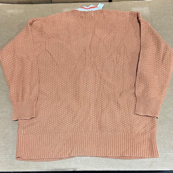 NWT Aerie Varsity Letterman Orange Oversized Cardigan Sweater w/ Pockets "06" - Picture 3 of 10